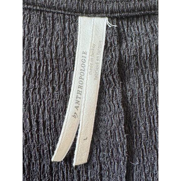 ANTHROPOLOGIE Crinkle Crepe Top, V-neck; long sleeve, stretchy Black, size LG - Picture 8 of 10